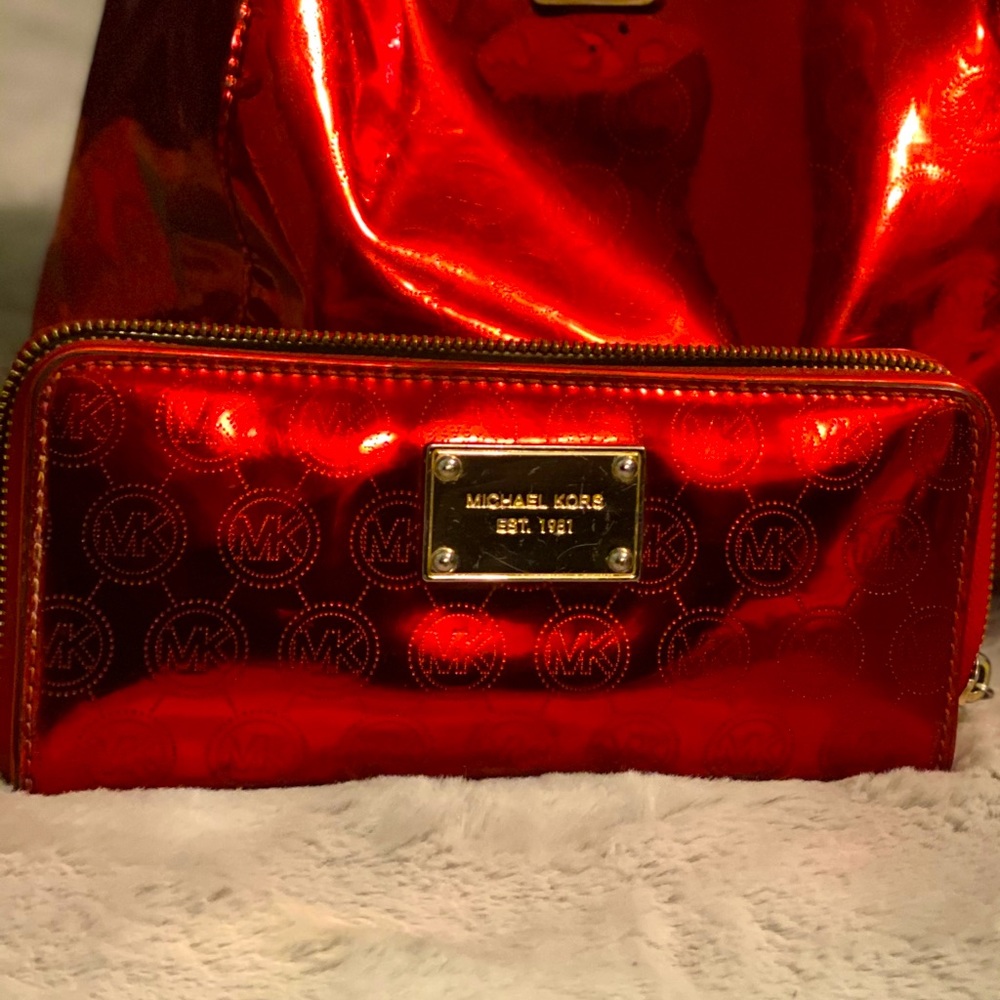 Michael Kors metallic red wallet
